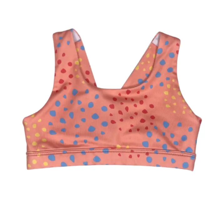 Sports Bra- Peach/Multi Dots