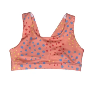 Sports Bra- Peach/Multi Dots