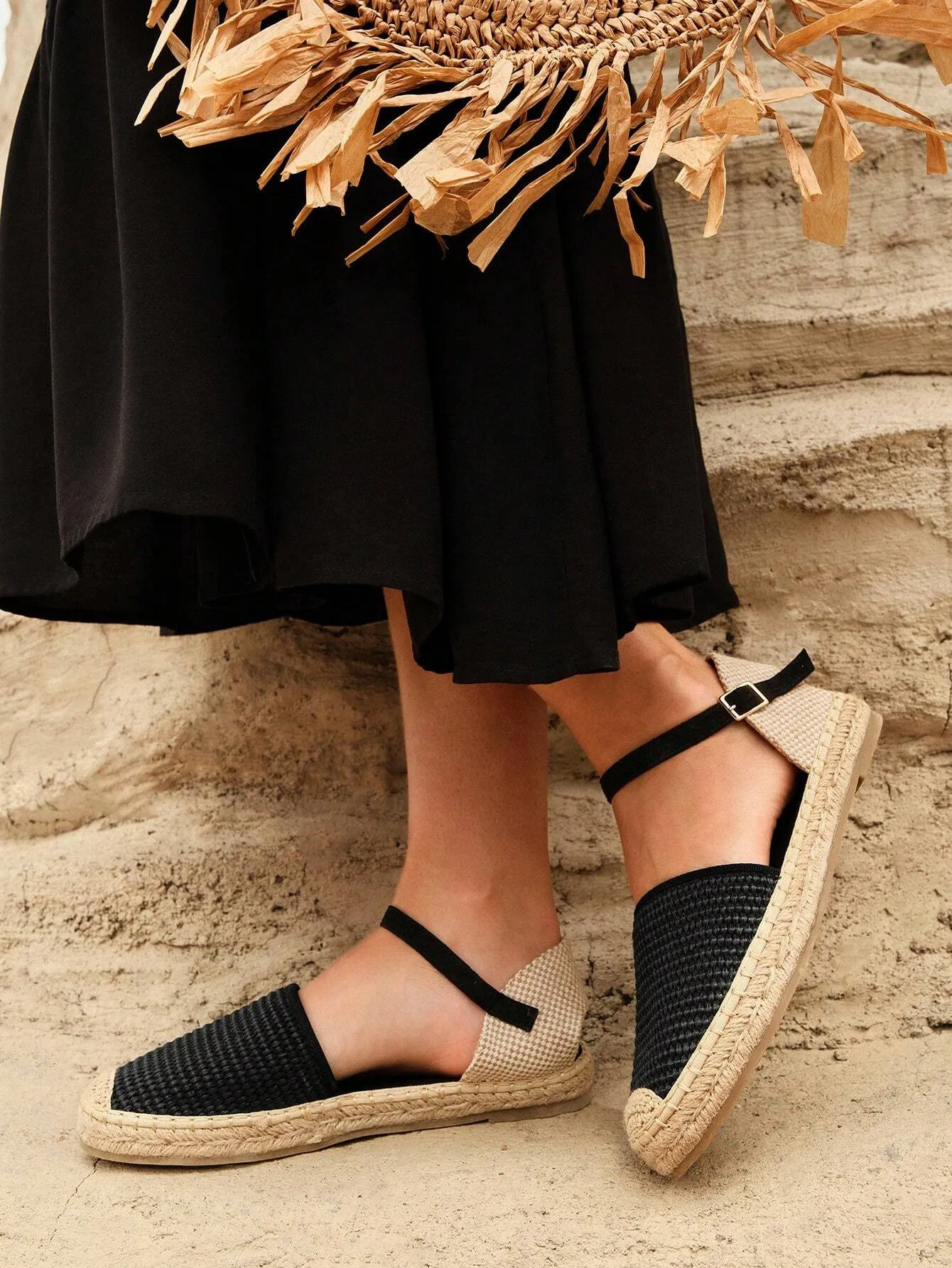 Styleloop Woman Shoes Minimalist Ankle Strap Espadrille Flats For Summer Vacation Shoes Summer Sale
