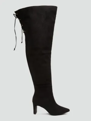 Suidi Faux Suede Thigh-High Boots - Nadia x FTF