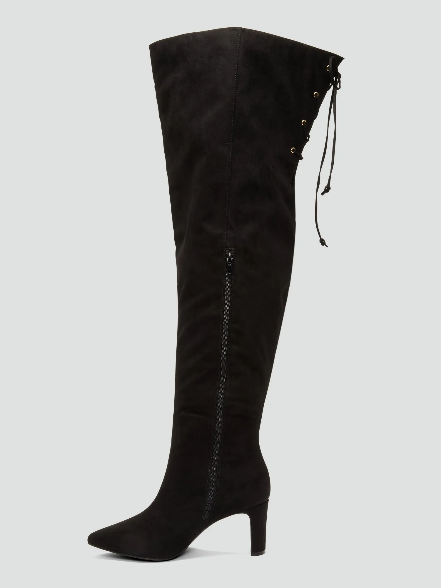 Suidi Faux Suede Thigh-High Boots - Nadia x FTF
