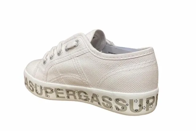 Superga scarpa sneakers da bambina con zeppa Lettering Printed S81152W AC4 bianco