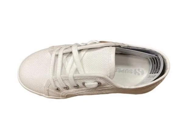 Superga scarpa sneakers da bambina con zeppa Lettering Printed S81152W AC4 bianco