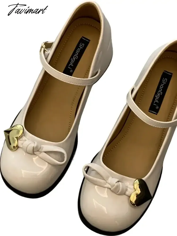 Tavimart French Mary Jane shoes  new spring square toe high heels retro small leather shoes wedding shoes patent leather women's shoes