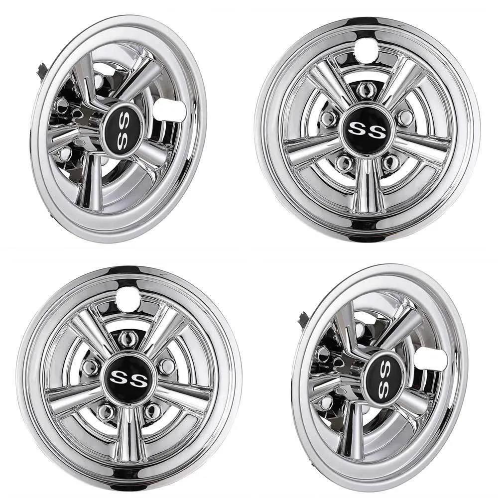 TheLAShop 8" SS Chrome Golf Cart Hub Caps Set of 4 Wheel Covers