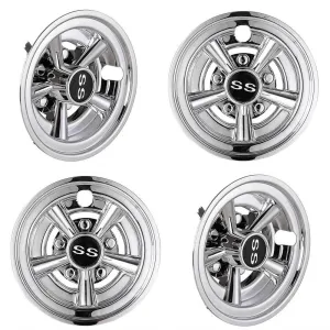 TheLAShop 8" SS Chrome Golf Cart Hub Caps Set of 4 Wheel Covers