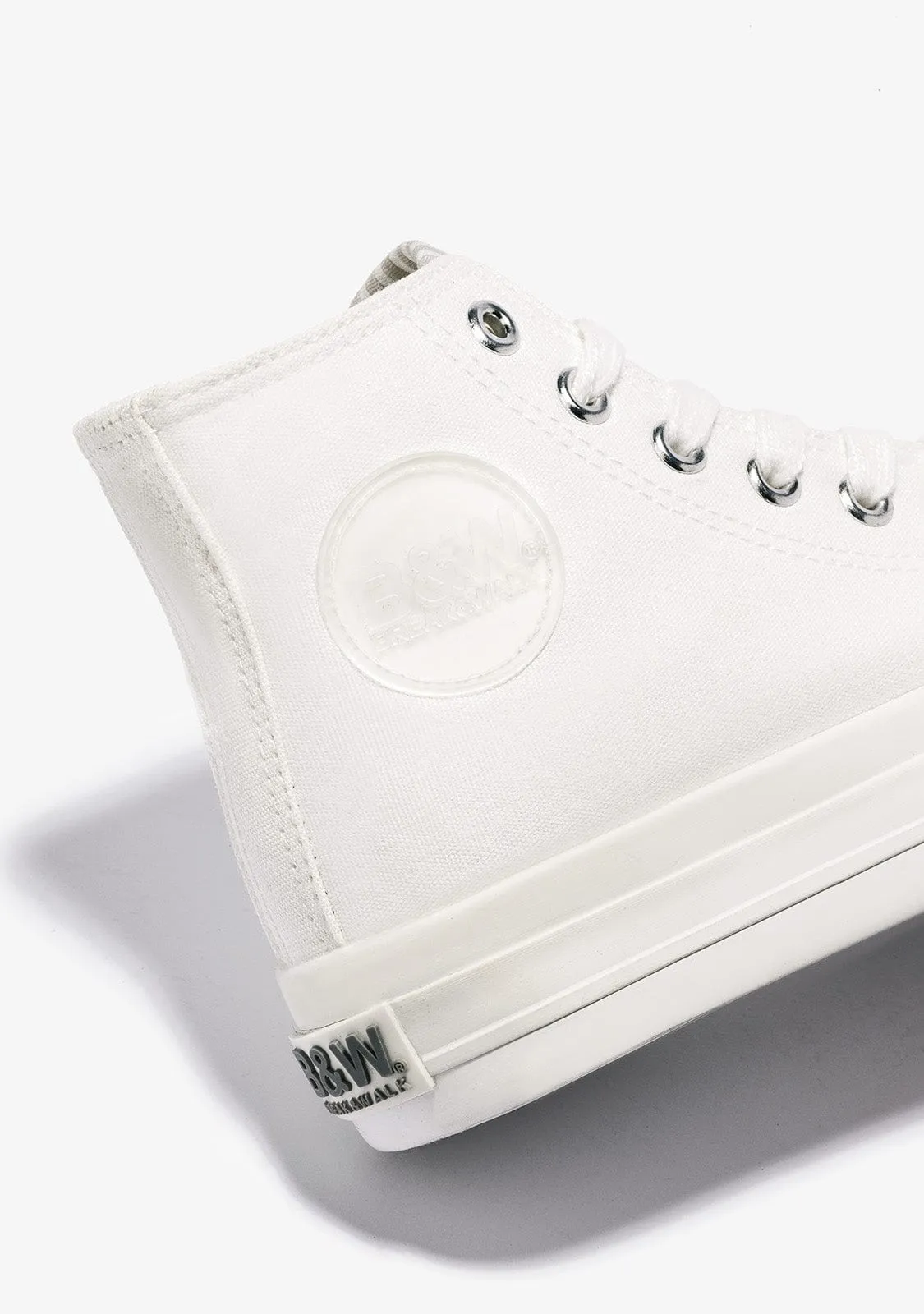 Unisex White Logo Hi-Top Sneakers Canvas B&W