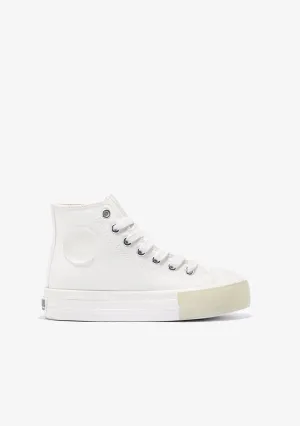 Unisex White Logo Hi-Top Sneakers Canvas B&W