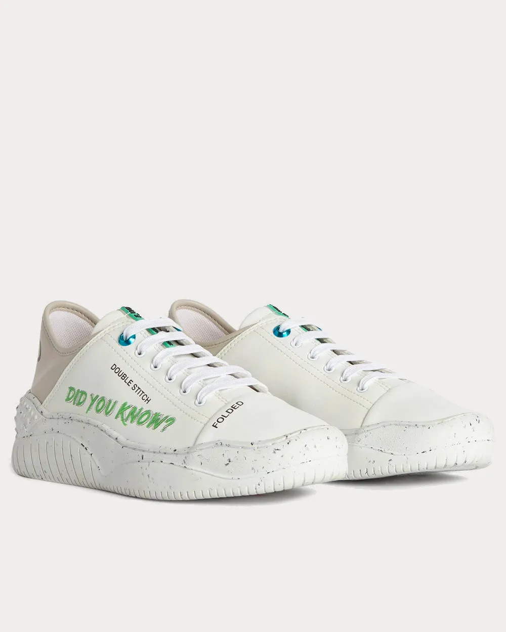 Vegan Leather Slogan White Low Top Sneakers