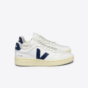 VEJA V-90 O.T. Men's Leather Trainers in White/Nautico