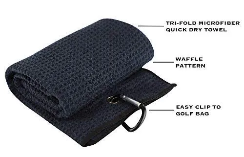VIXYN Golf Accessories Gift Set - Golf Towel, Golf Club Brush with Groove Cleaner, Foldable Divot Repair Tool with Ball Marker, Golf Ball Line Marker and Tees with Holder - Golf Club Cleaning Kit