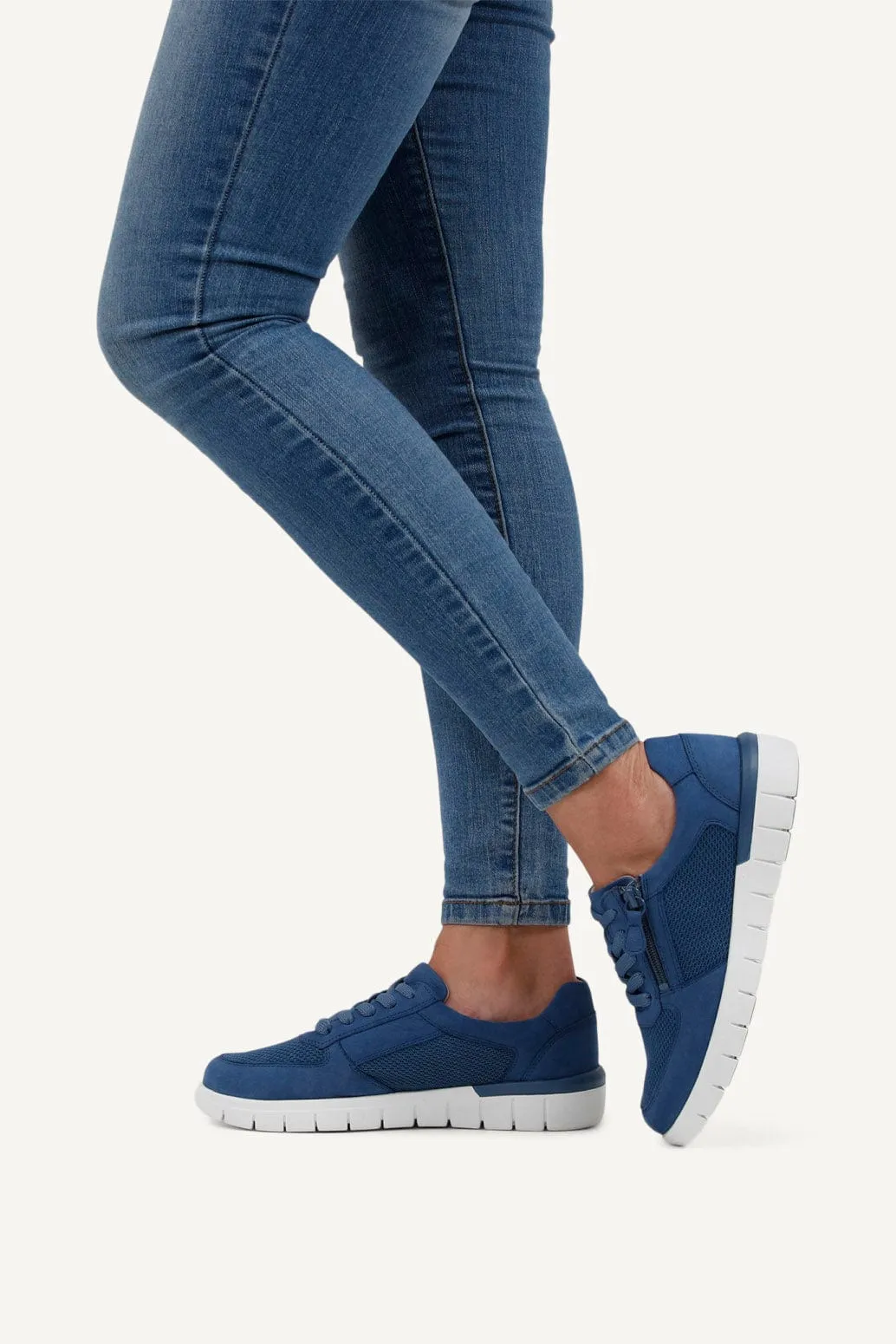 Wide Fit Trainers with Zip Fastening - Blue Comb
