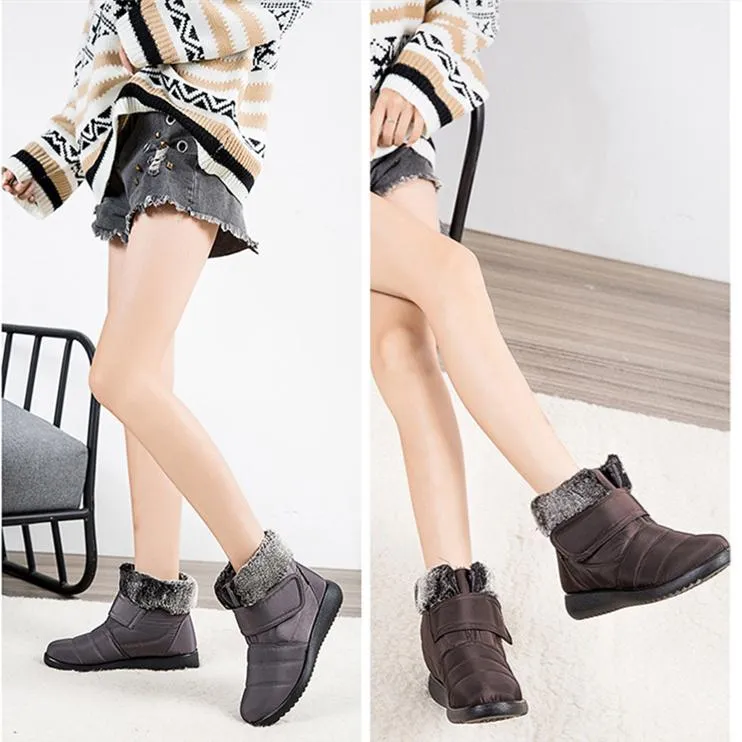 Women winter faux fur keep warm flat snow boots