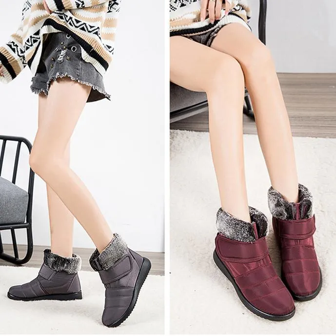 Women winter faux fur keep warm flat snow boots