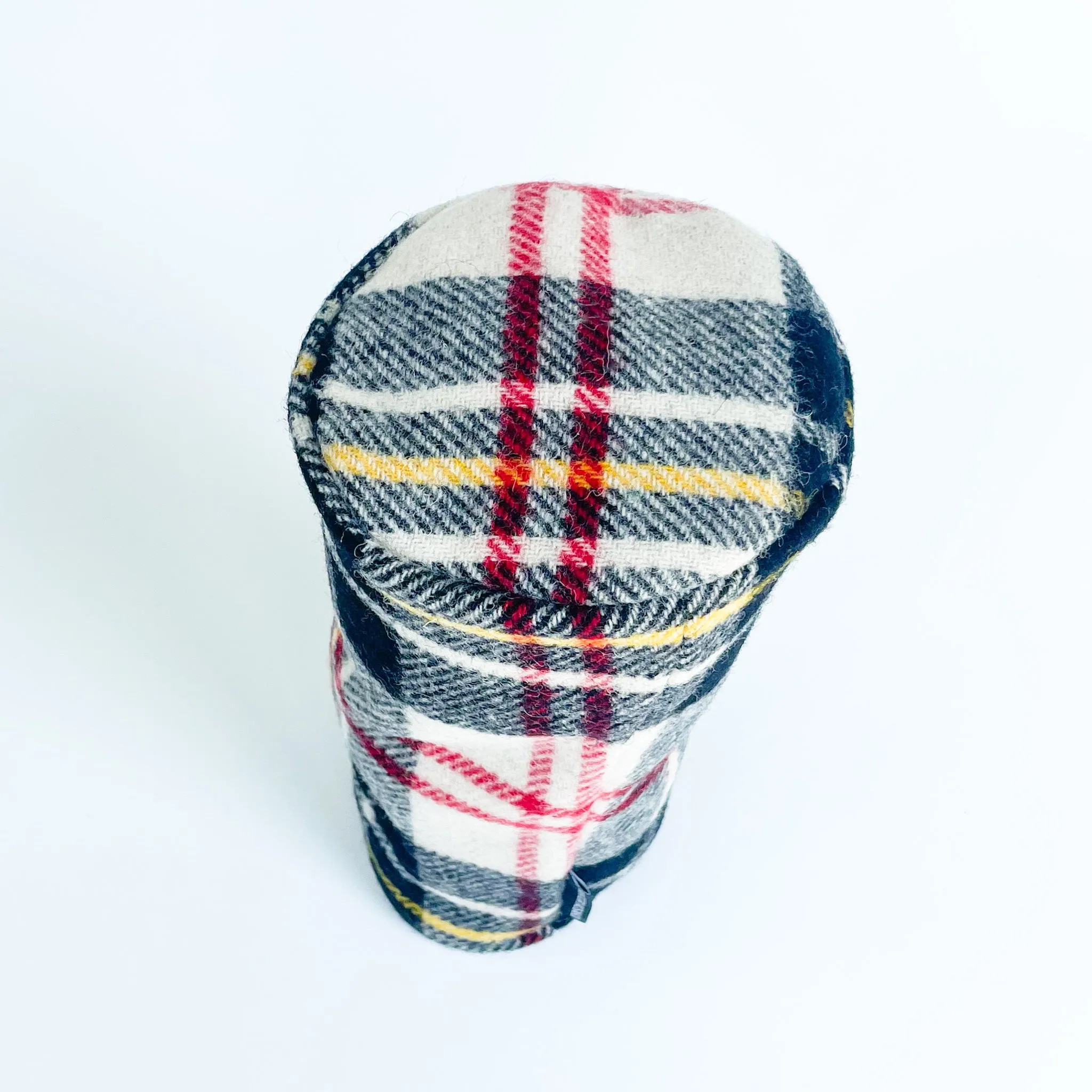 Wool Driver Headcover - Black White Yellow Red Plaid