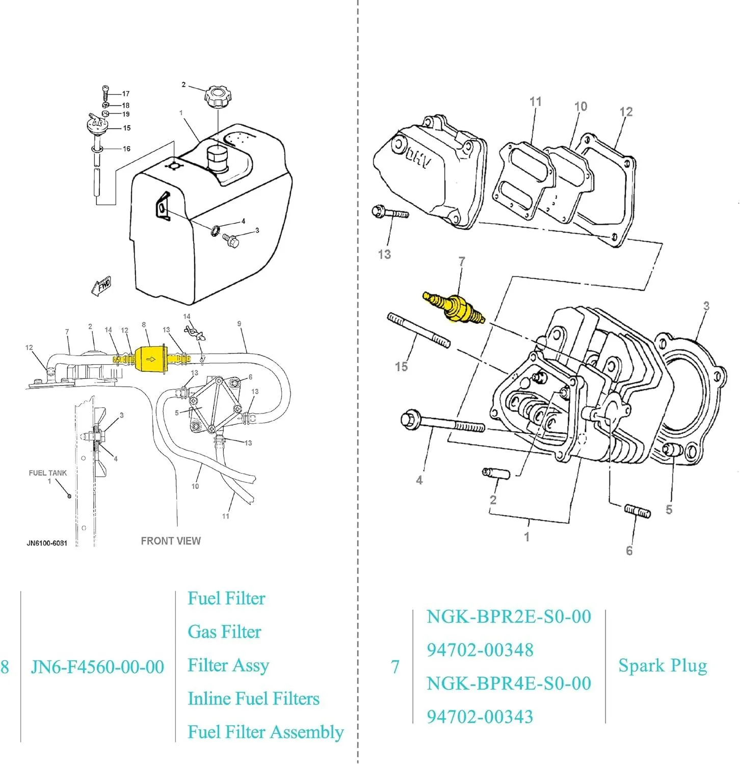 Yamaha Golf Cart Tune Up Kit for G16-G22 G29 Drive Gas 1996-up Engines - 10L0L