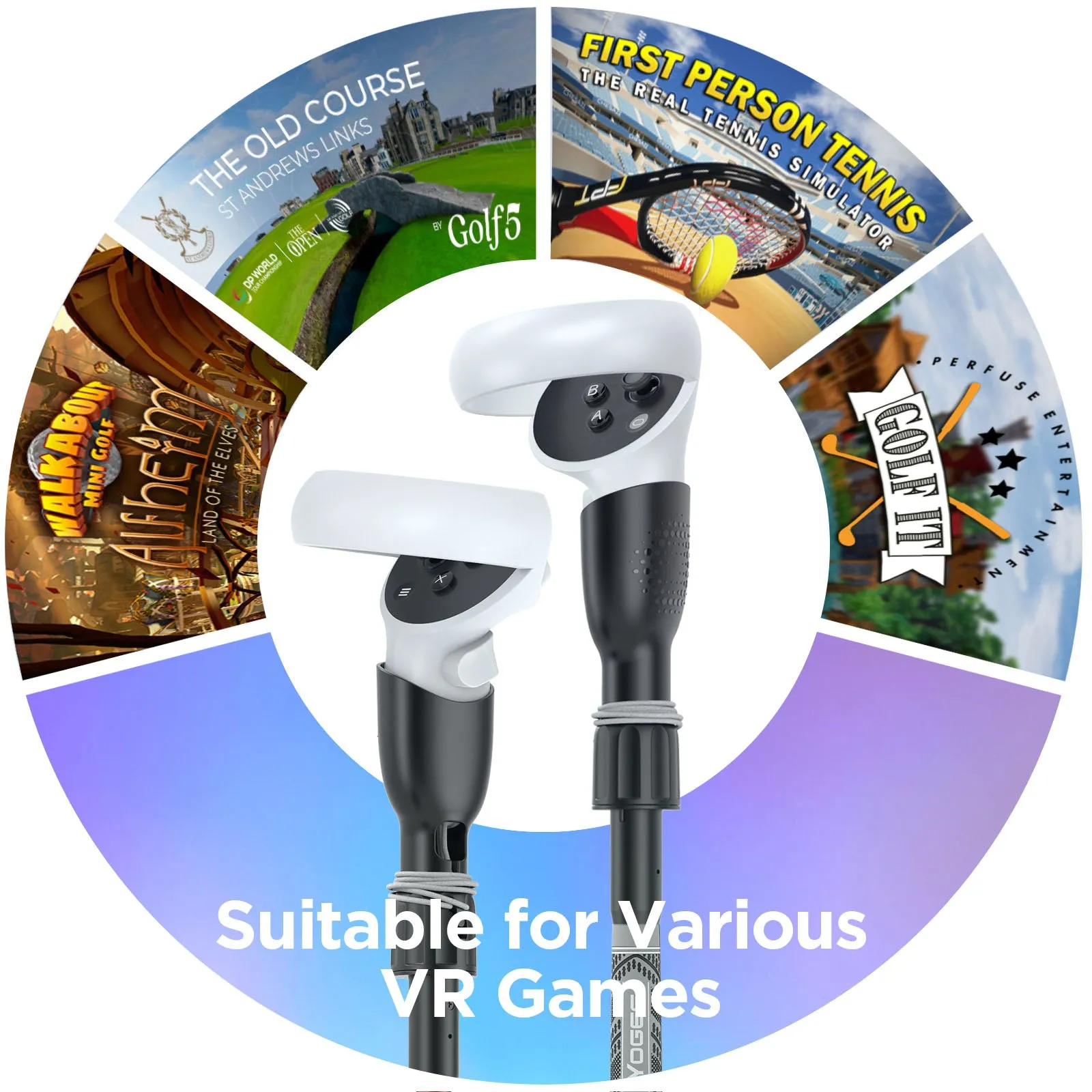 YOGES VR Q10 Golf Handle Attachment Compatible with Meta Oculus Quest 2 Controller